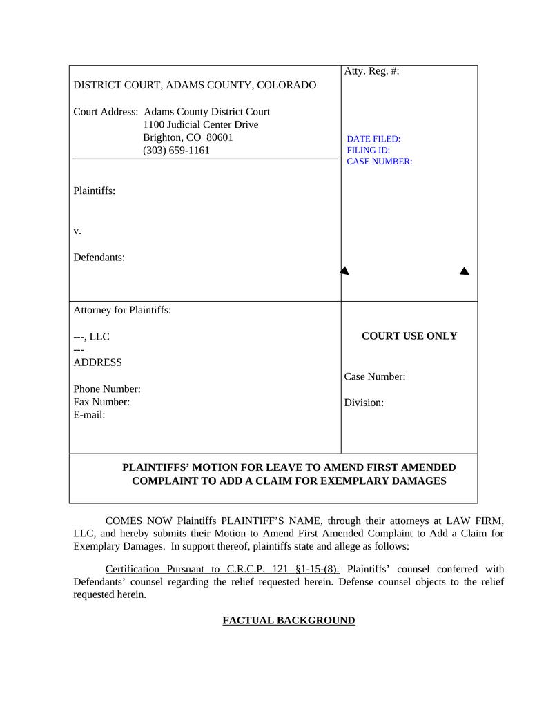 Motion For Leave To Amend First Amended Complaint To Add A Claim For