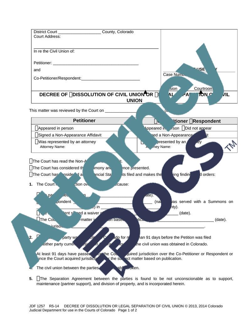 Decree of Dissolution of Civil Union