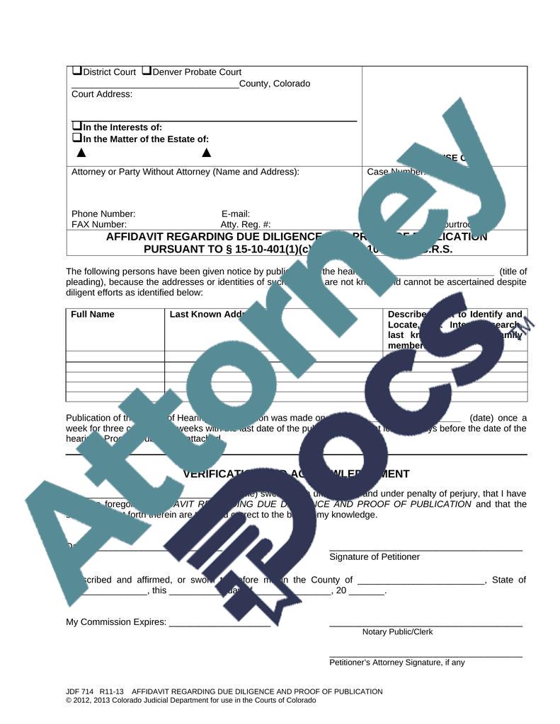 Affidavit for Due Diligence and Proof of Publication R10 13.doc