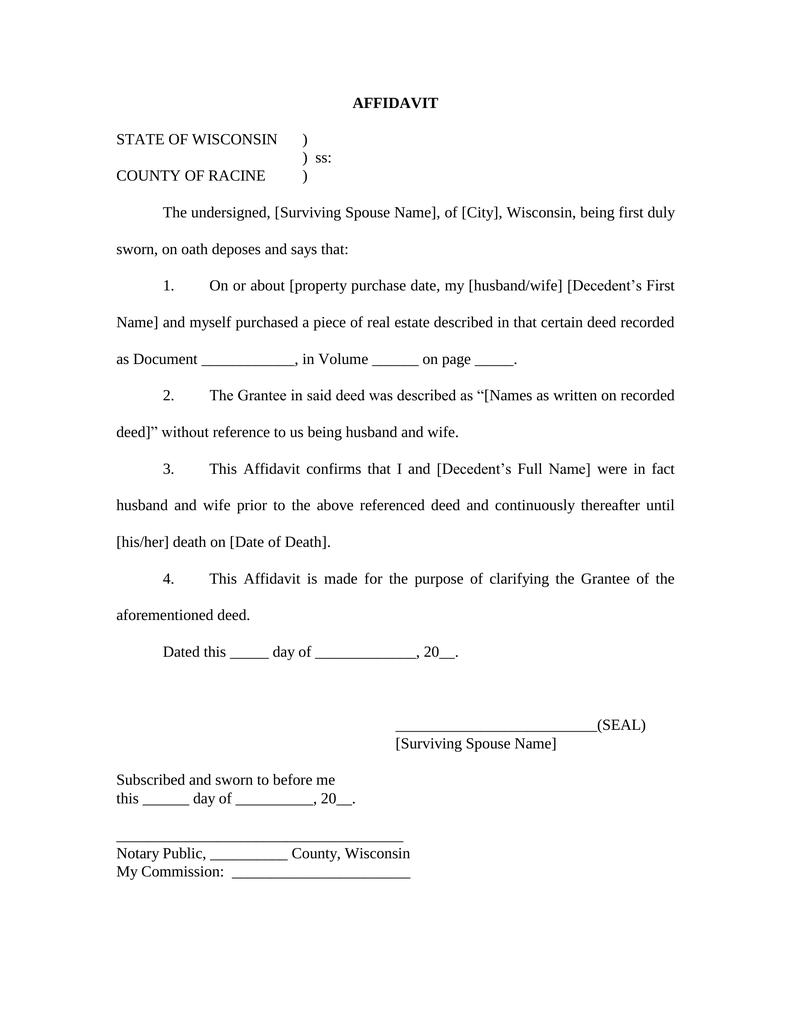 Affidavit for Transfer of Property on Death of a Relative