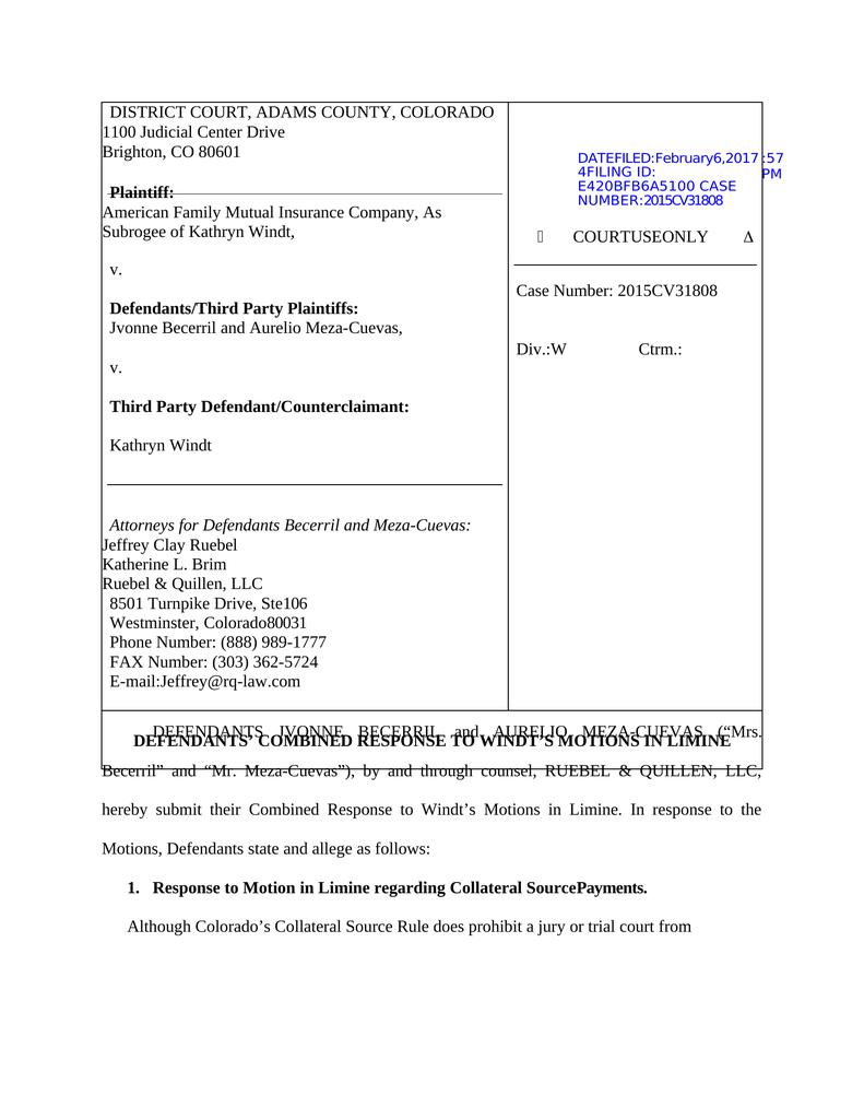 Defendants Combined Response To Plaintiff s Motions In Limine Civil defendants-combined-response-to-plaintiff-s-motions-in-limine-civil