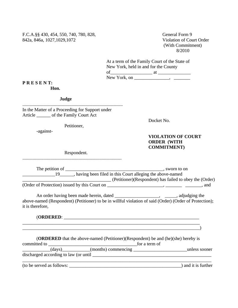 General Form Violation of Court Order - Attorney Docs