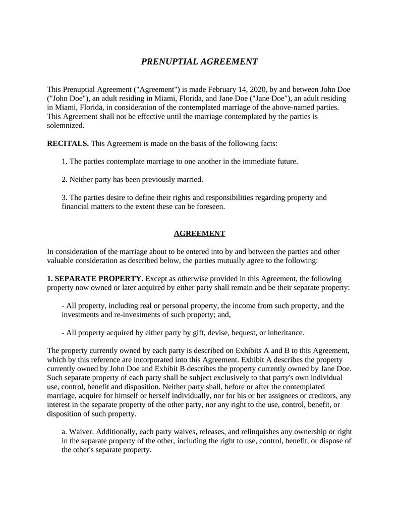 Prenuptial Agreement - Attorney Docs