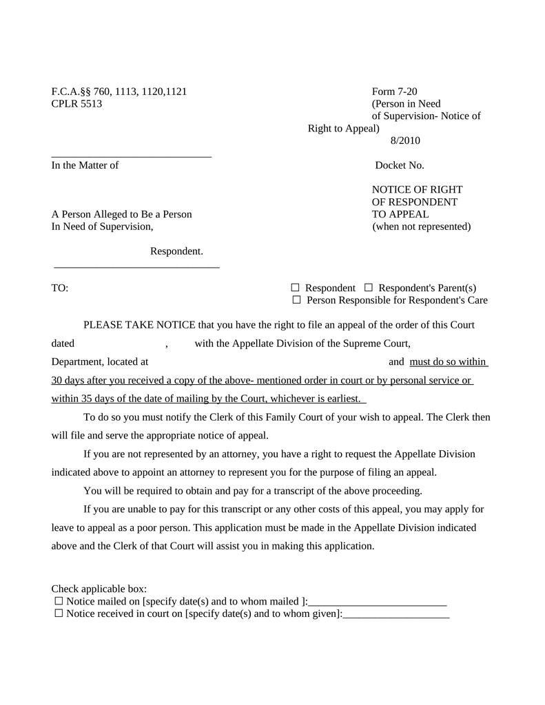 NOTICE OF RIGHT OF RESPONDENT TO APPEAL - Attorney Docs - The Legal ...