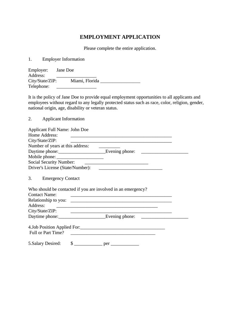 Employment Application - Attorney Docs