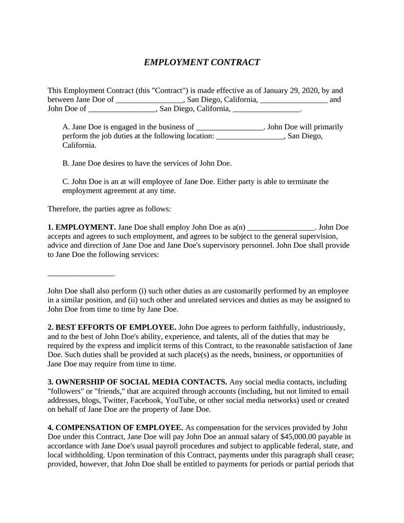 Employment Contract - Attorney Docs