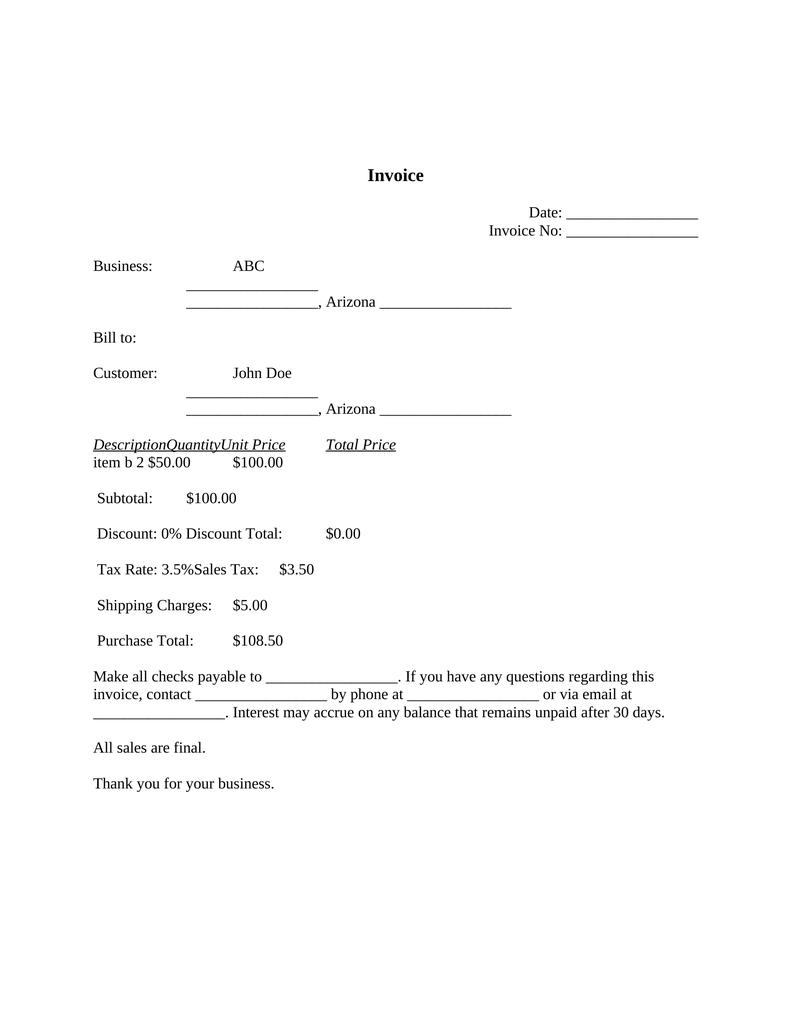 Sample invoice - Attorney Docs