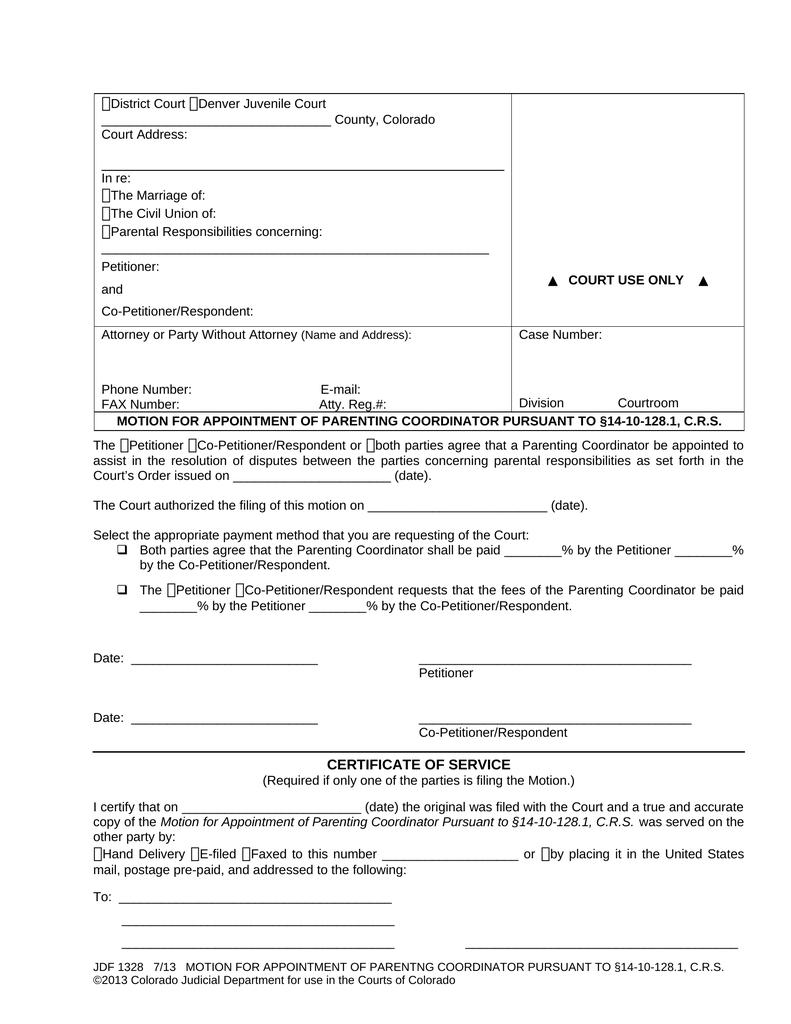 Motion for appt of parenting Coordinator - Attorney Docs - The Legal ...