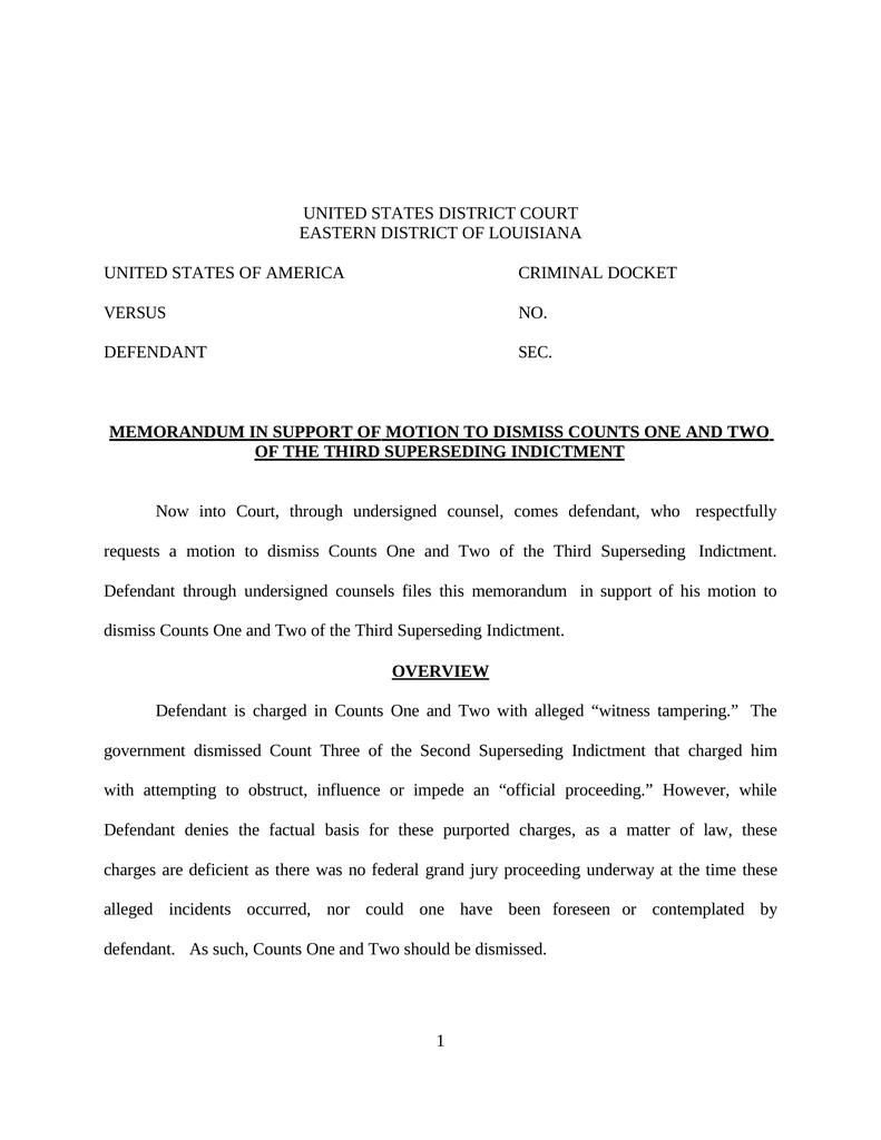 brief in support of motion to dismiss