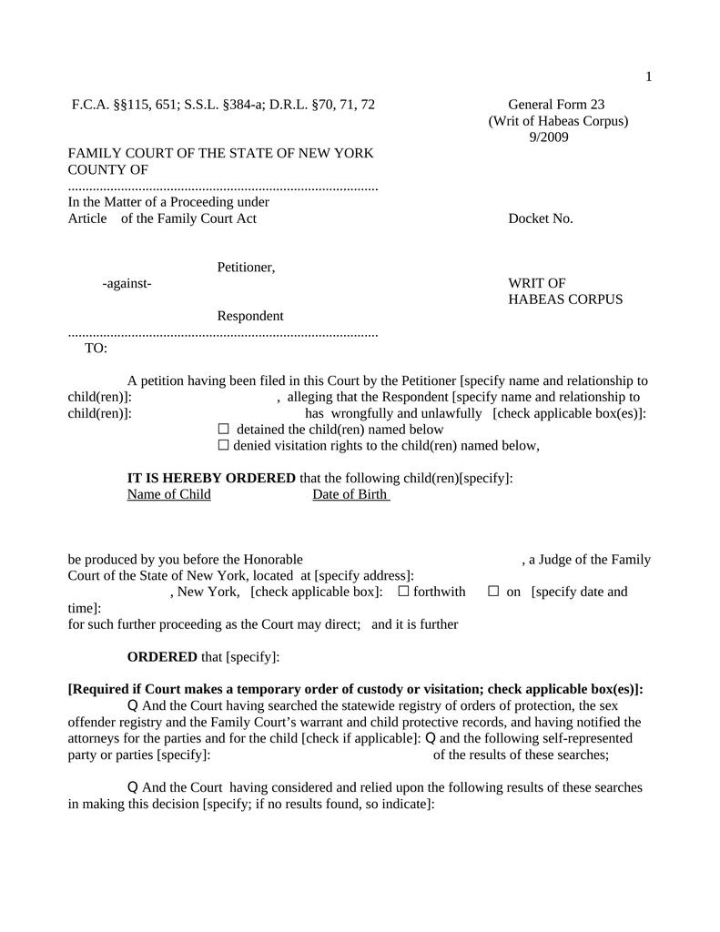 Writ Of Habeas Corpus Attorney Docs The Legal Document Marketplace