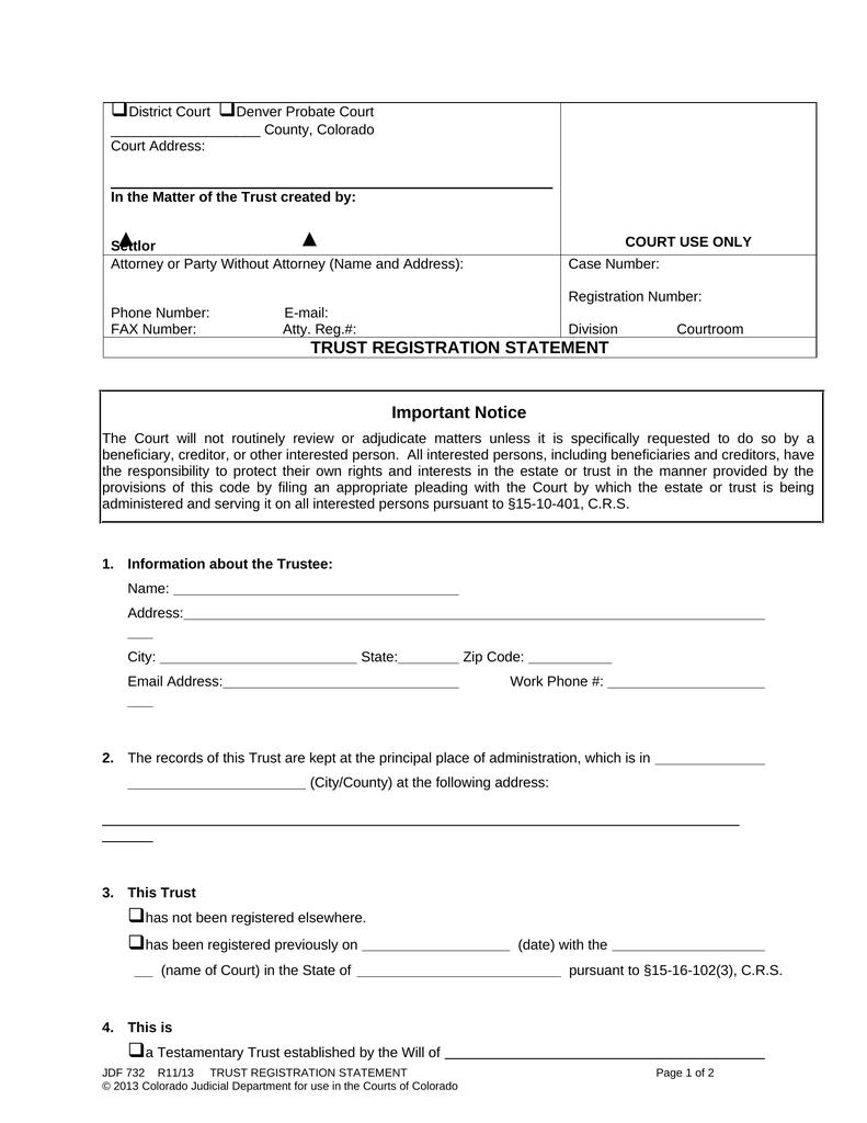 Trust Registration Statement - Attorney Docs