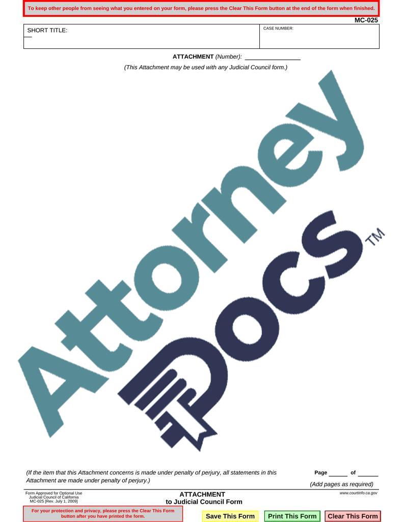 Attachment To Judicial Council Form Attorney Docs