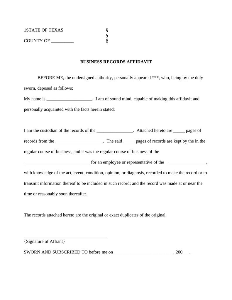 Business Records Affidavit Attorney Docs 5146