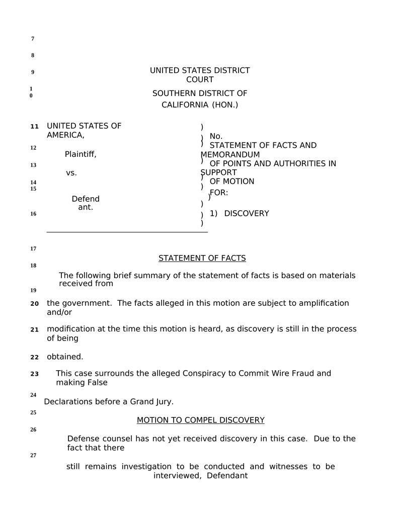NOTICE OF MOTION AND MOTION FOR: DISCOVERY Attorney Docs