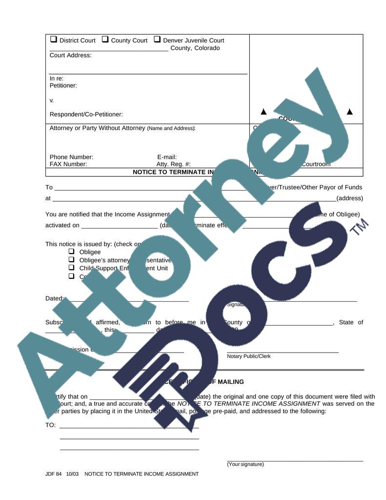 termination of assignment of support payments