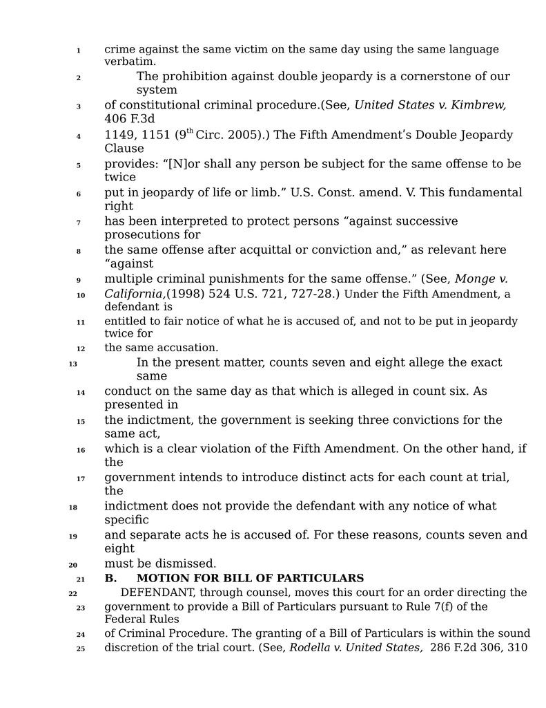 verified bill of particulars