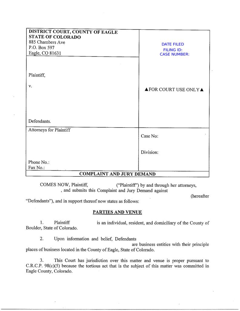 Complaint for premise liability attorney docs