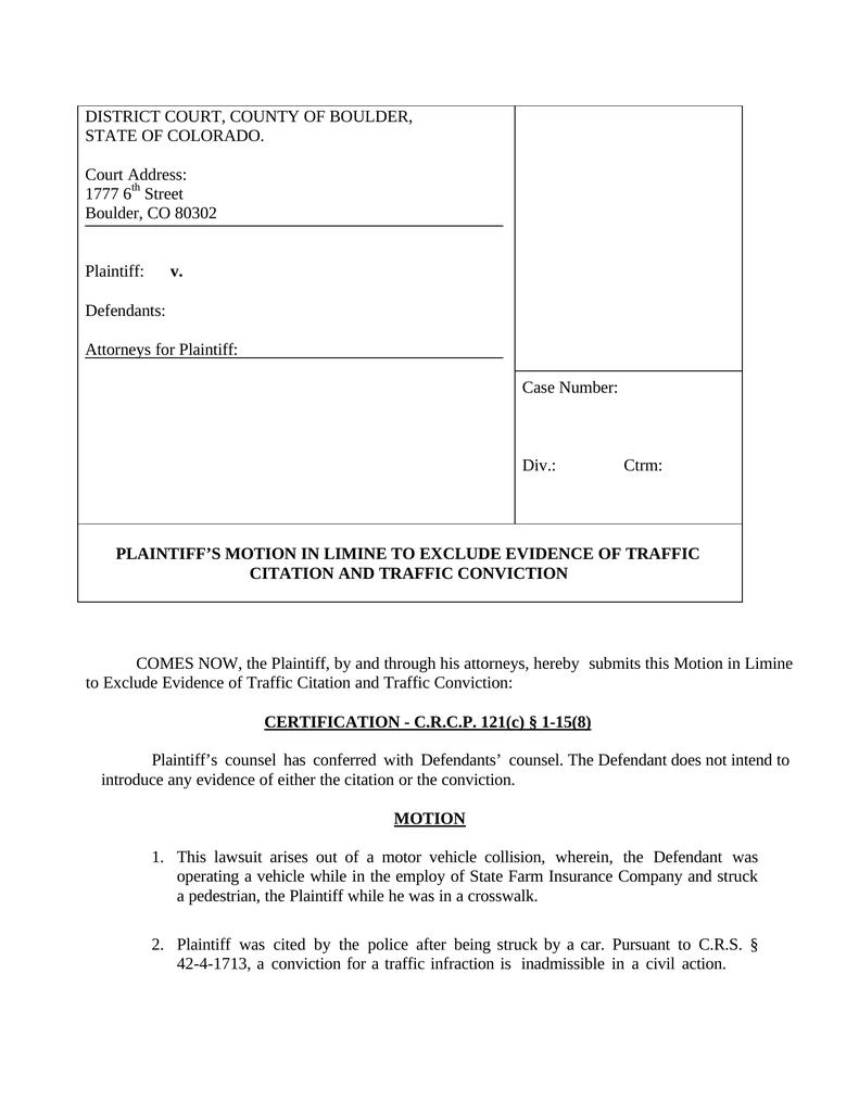 motion in limine to exclude witness testimony