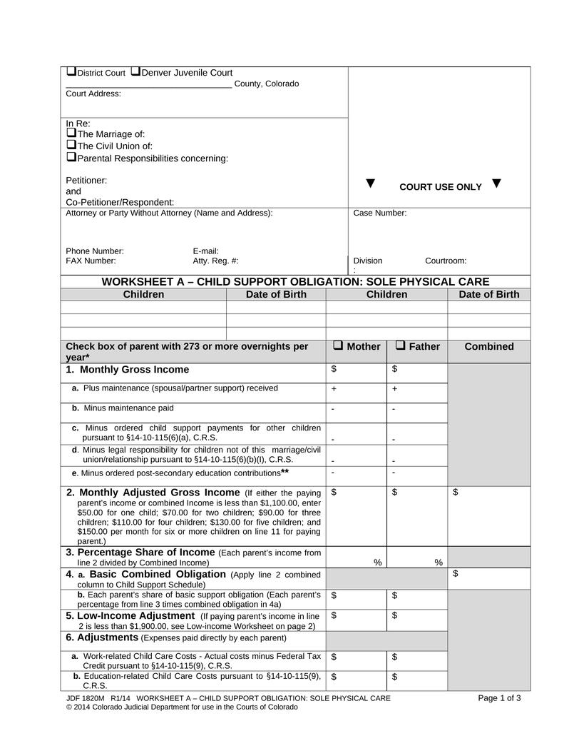 Child Support Worksheet A Attorney Docs The Legal Document Marketplace
