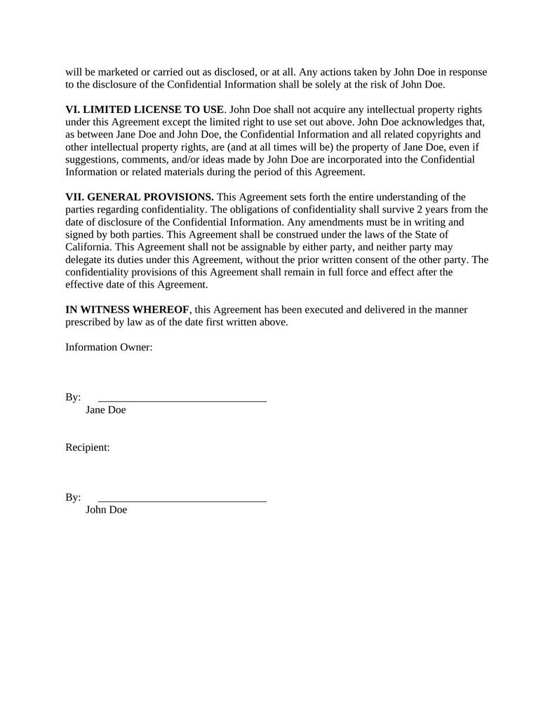 Confidentiality Agreement - Attorney Docs