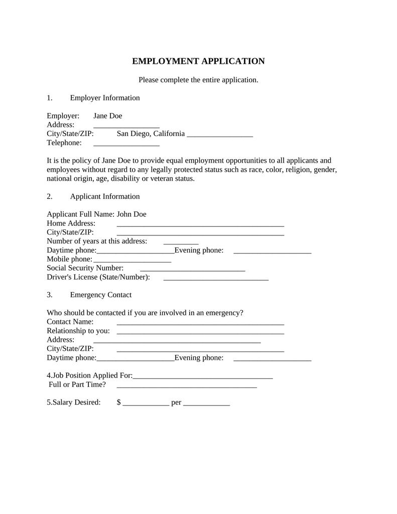 Employment Application - Attorney Docs