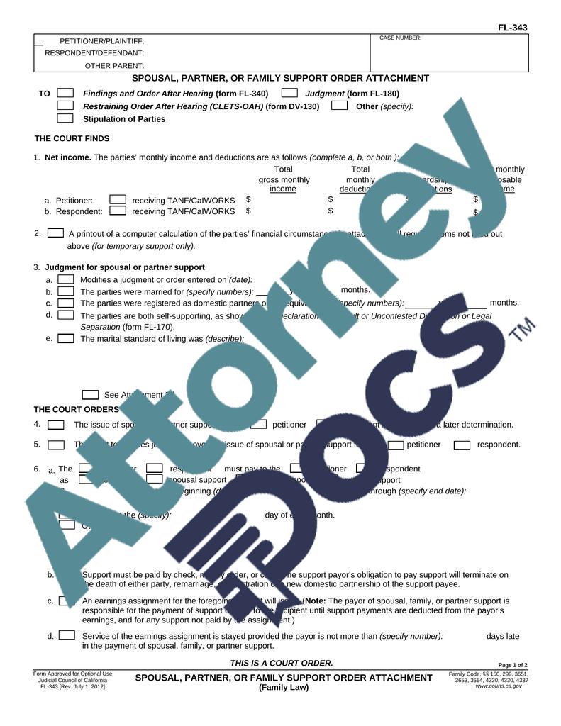 earnings assignment order for spousal support