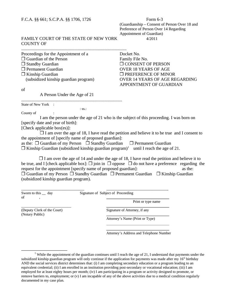 Guardianship – Consent of Person Over 18 and Preference of Person Over ...