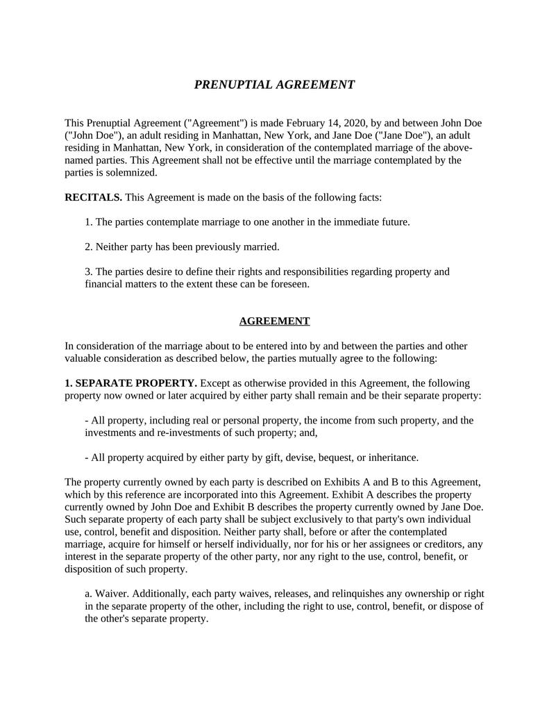 Prenuptial Agreement - Attorney Docs