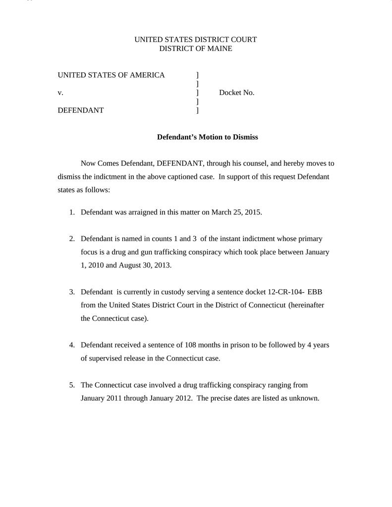 defendant motion to dismiss template