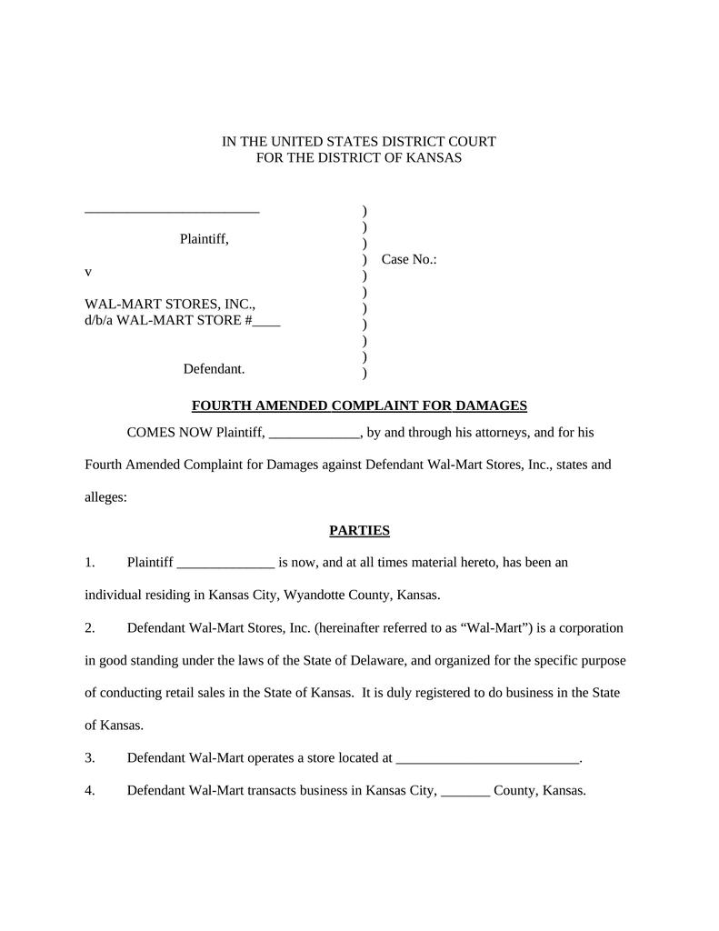 Amended Complaint for False Arrest - Kansas - Attorney Docs