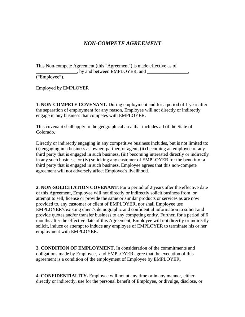 A Colorado Non Compete Agreement Attorney Docs The Legal Document Marketplace