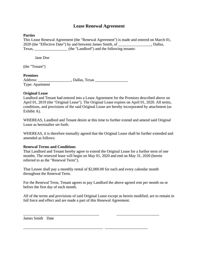 lease renewal forms