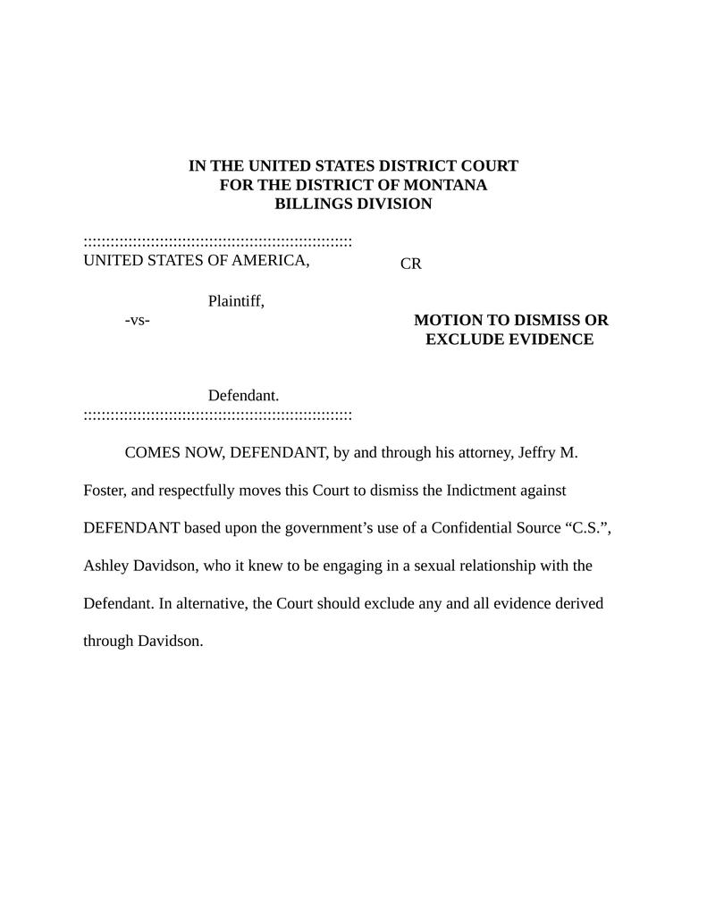 Motion to Dismiss or Exclude Evidence Attorney Docs